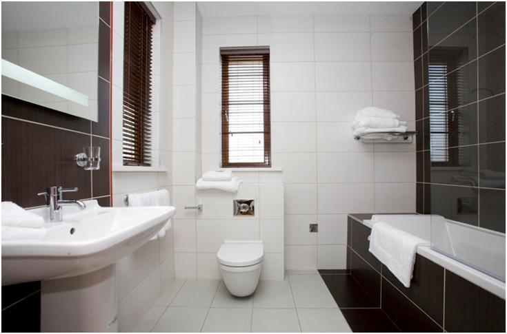 Wall Hung Toilet Pan with Concealed Cistern White & Brown Bathroom